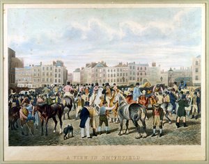 Een uitzicht in Smithfield gegraveerd door F.C. en C. Lewis door Jacques Laurent Agasse